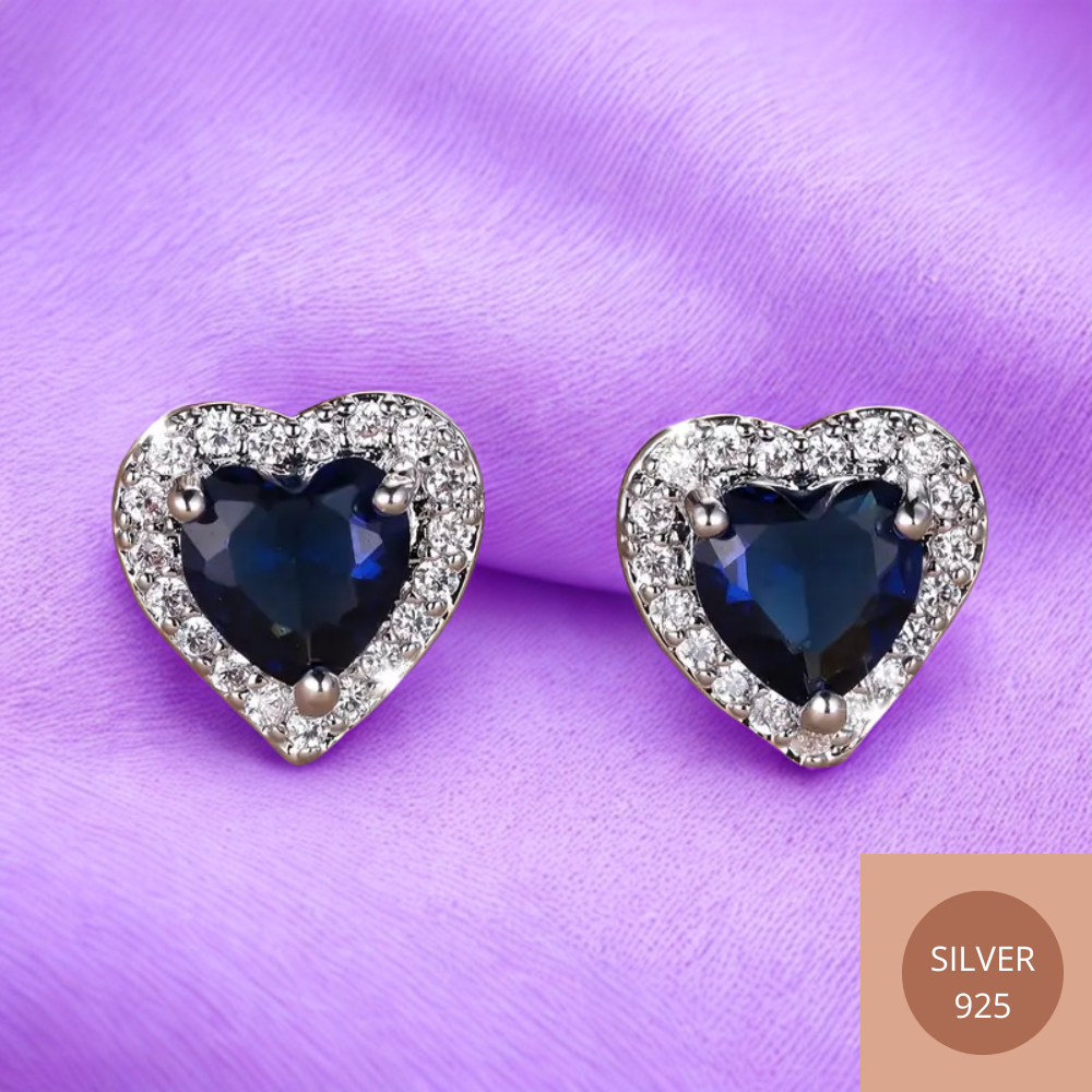 Boucles d'oreilles cœur bleues