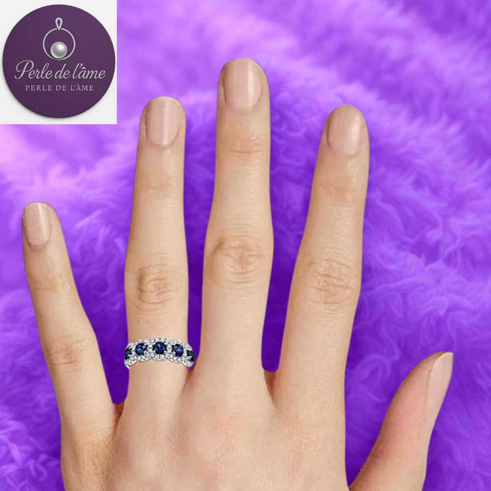 Bague Alliance diamant bleu