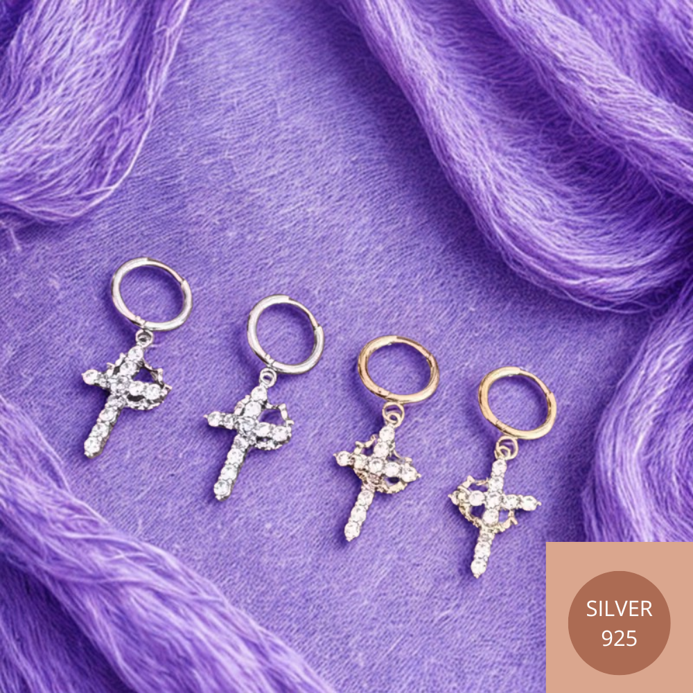 Boucles d'oreilles croix argent