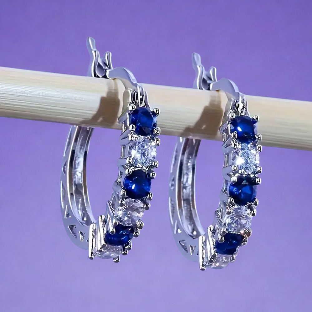 Boucles d'oreilles arrondies Pierre bleue