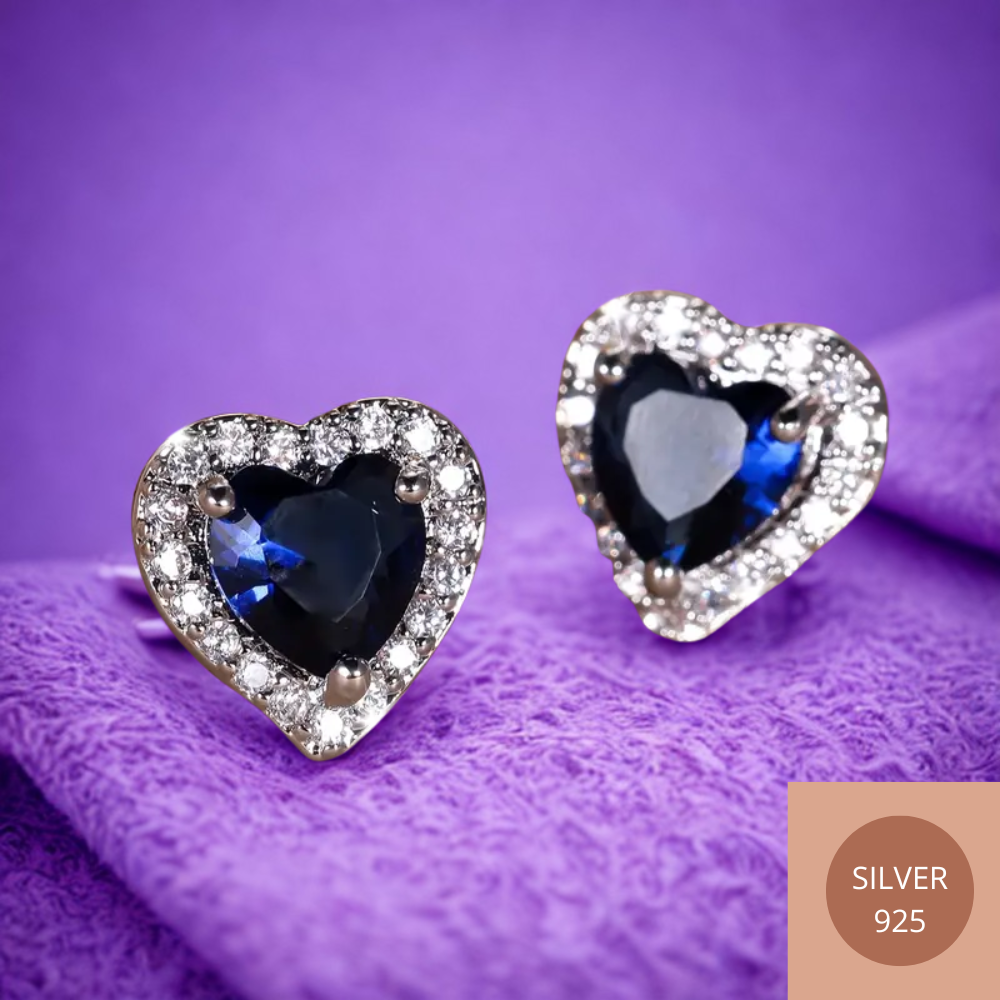 Boucles d'oreilles cœur bleues