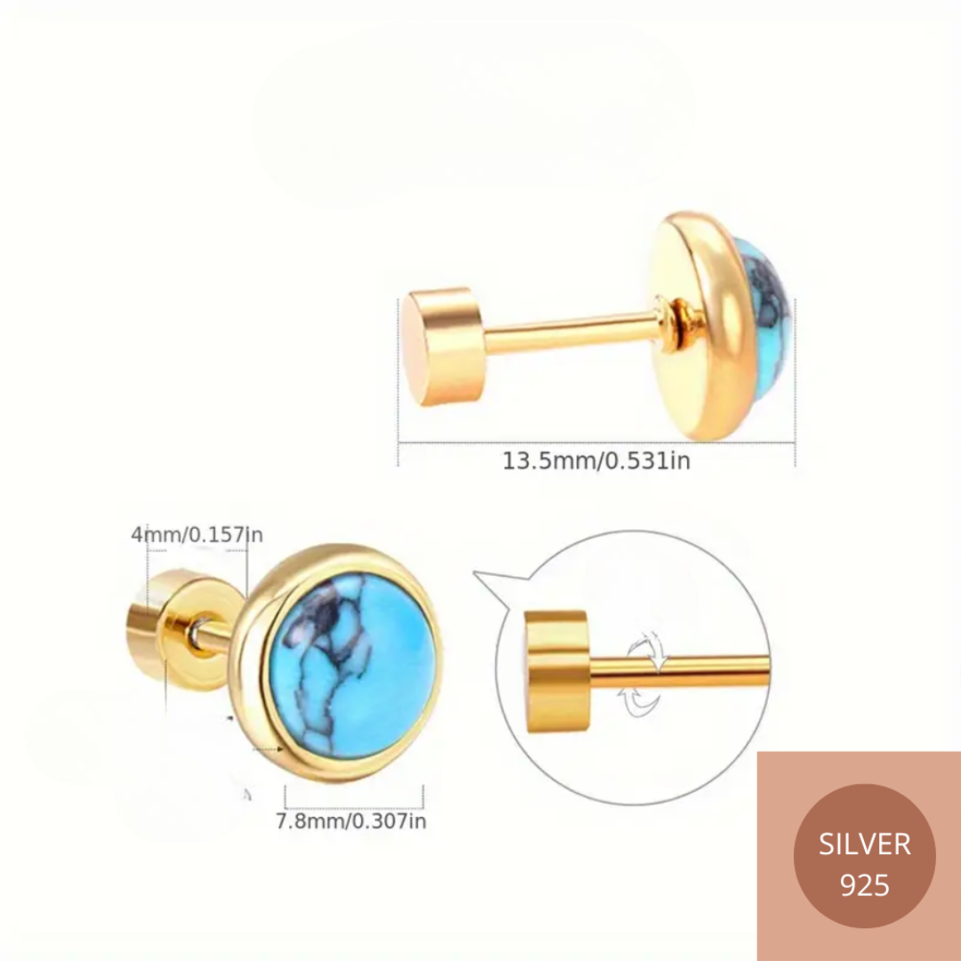 Boucles d'oreilles doré turquoise.