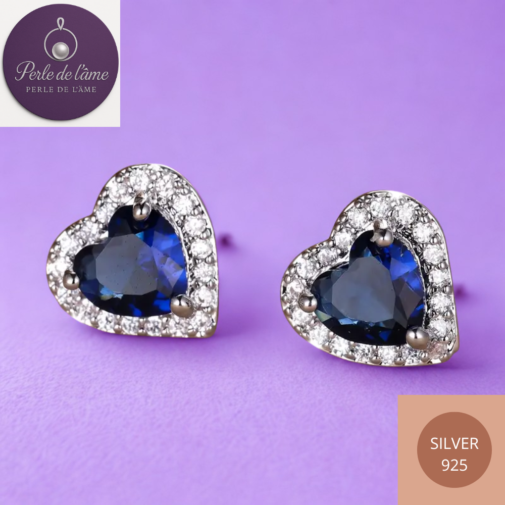 Boucles d'oreilles cœur bleues