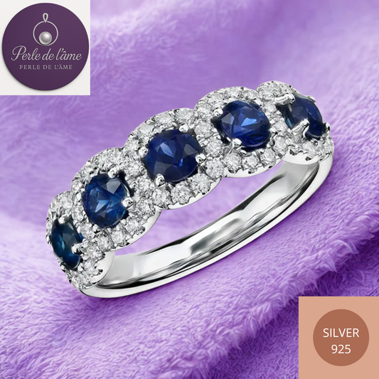 Bague Alliance diamant bleu