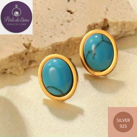 Boucles d'oreilles doré turquoise.