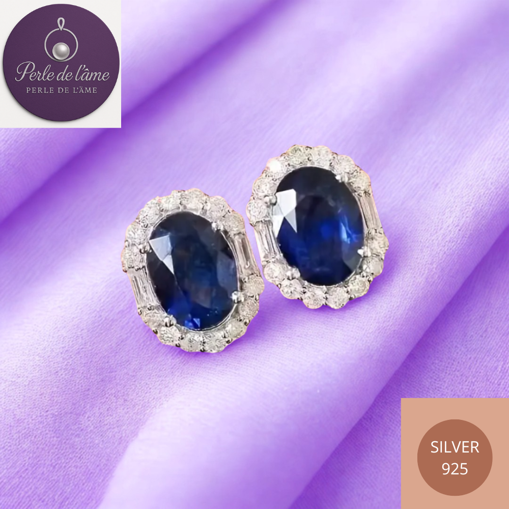 Boucle d'oreille Pierre Bleue