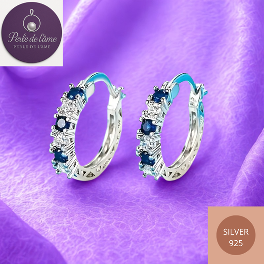 Boucles d'oreilles arrondies Pierre bleue